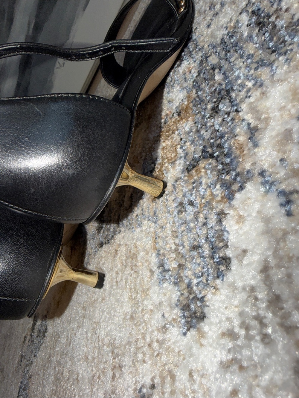 Gianni Bini Black Strappy Studded Kitten Heeled Sandals - Picture 7 of 10